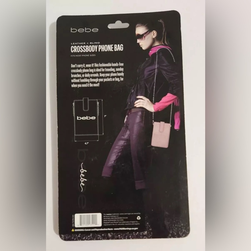 Bebe Leather + Bling Crossbody Phone Bag in Pink and white & Coral New & Sealed - Picture 8 of 11